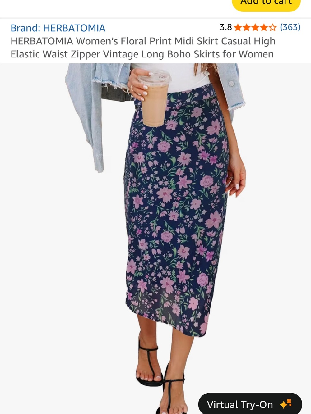 Navy Floral Midi Skirt